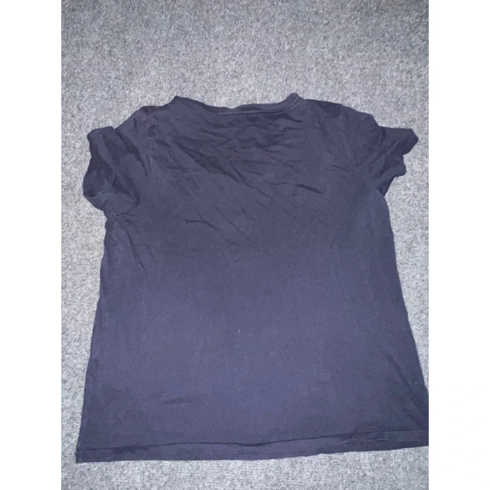 Ralph Lauren Kids XL 16 Navy Blue V-Neck Cotton T-Shirt Pink Pony Logo
